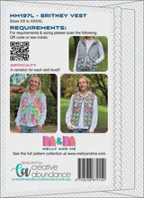 Britney Vest Pattern - MM197L by Melly and Me 3 variations Sizes XS-XXXXL