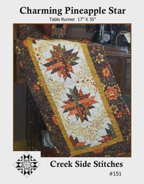 Charming Pineapple Star Table Runner CSS151 From Creek Side Stitches two sizes