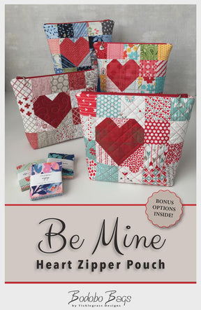 Bodobo Be Mine Heart Zipper Pouch Printed Pattern Only TG-1801 From Bodobo Bags By Natalie Rawlinson