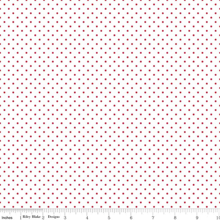 Red Dot on White Yardage by Riley Blake Designs - C660-80 Red