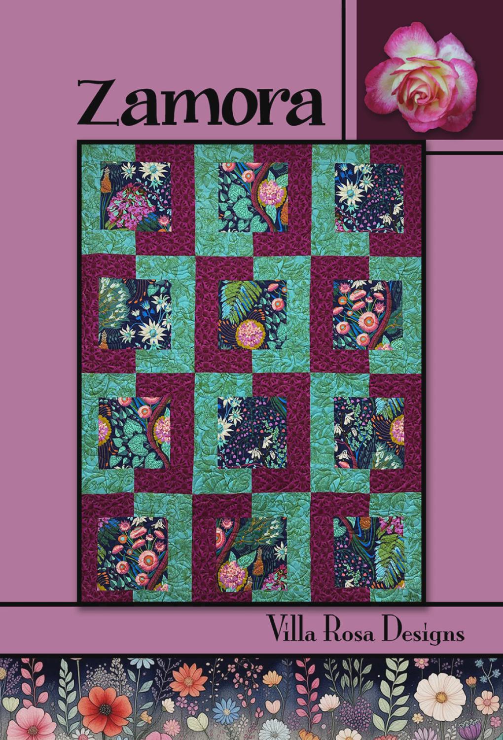 Zamora Quilt Pattern From Villa Rosa Designs - size 48" x 64"