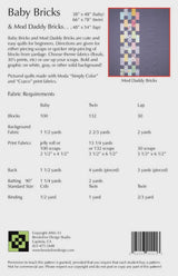 Baby Bricks & Mod Daddy Bricks Quilt Pattern 07719-N From Brookshier Design Studio By Tracey Brookshier, Baby - Bricks: Baby, Twin, Lap