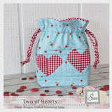 Two of Hearts Drawstring Bag by Sewn Wyoming SITF211D -- Printed Pattern ONLY