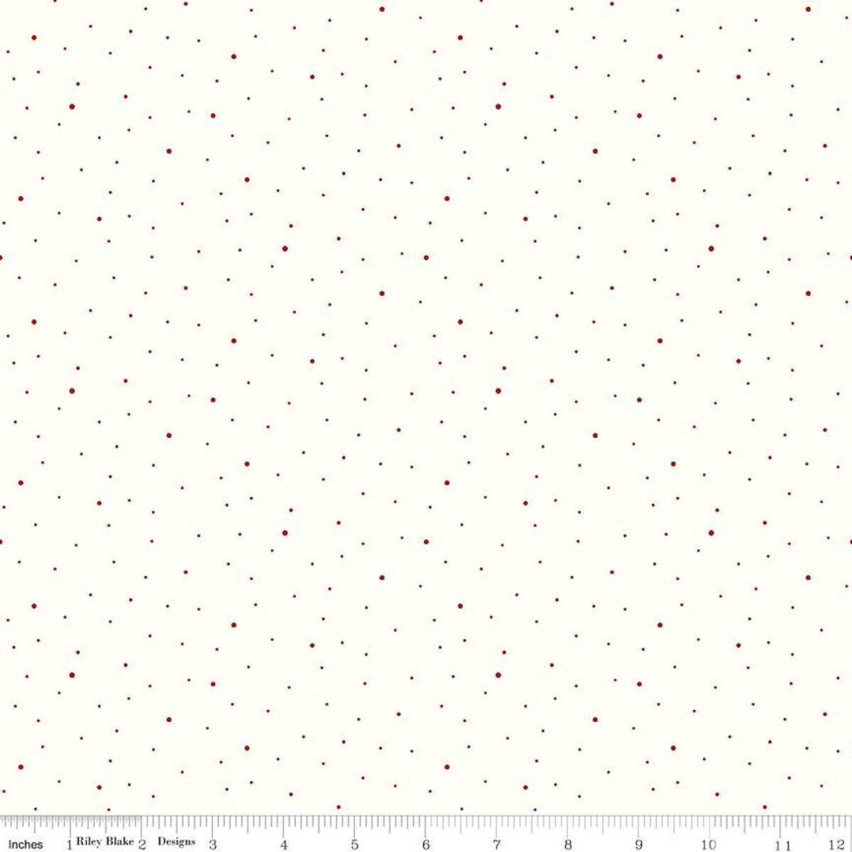 Riley Blake Dapple Dot on White Barn Red by RBD Designers C645-Barn Red
