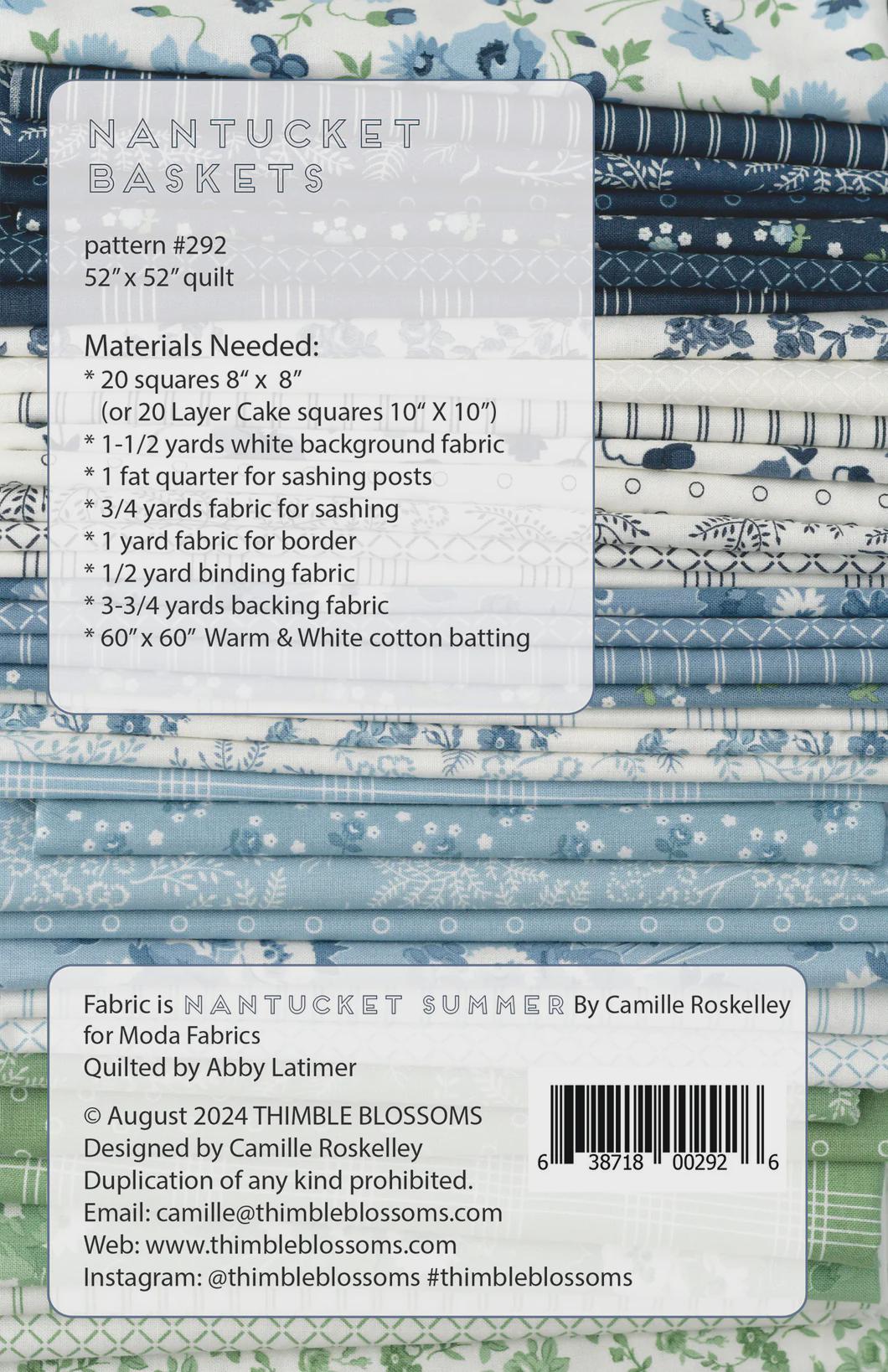 Nantucket Baskets Quilt Pattern by Thimble Blossoms TBL292 size - 52” x 52” Printed Pattern ONLY