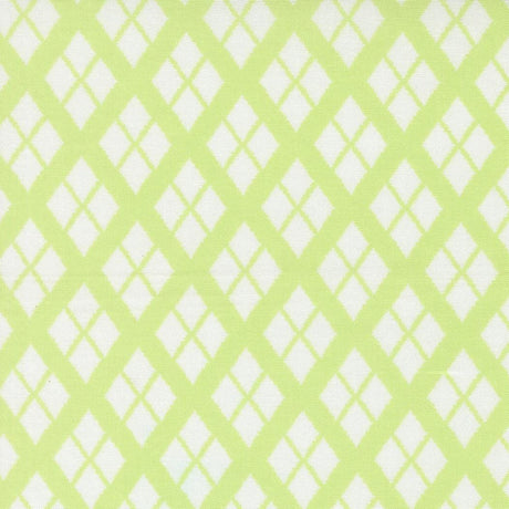 a repeating pattern of white diamond shapes arranged diagonally across a light green background.