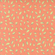 a repeating pattern of yellow and green leaf shapes on a peach-colored background.
