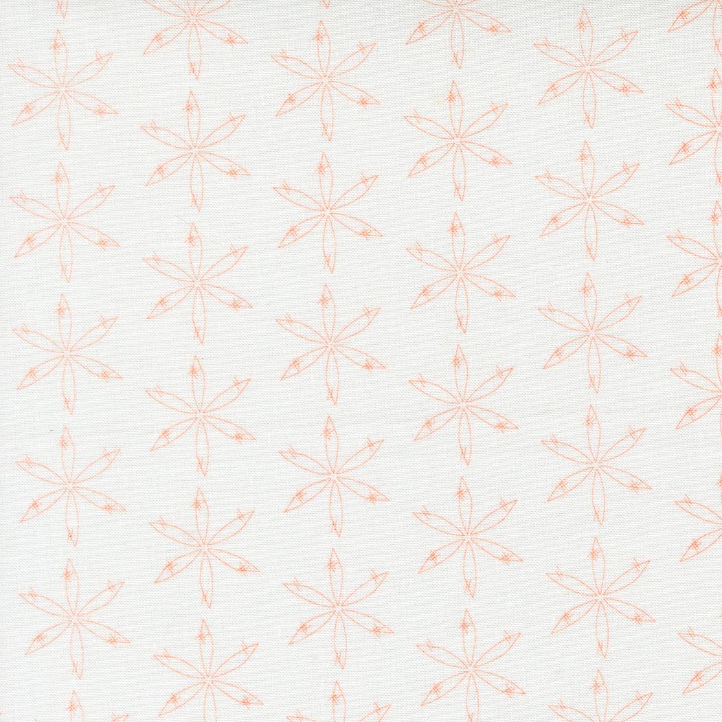 a repeating pattern of orange and white flowers or star-like shapes on a white background.