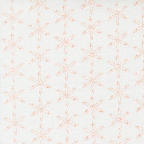 a repeating pattern of orange and white flowers or star-like shapes on a white background.