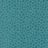 a repeating pattern of overlapping white circles on a teal-colored background.