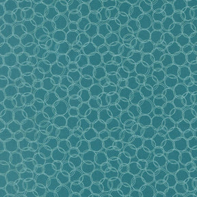 a repeating pattern of overlapping white circles on a teal-colored background.