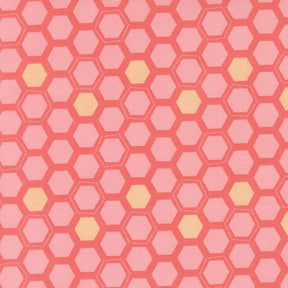 a repeating pattern of pink and yellow hexagons, creating a visually striking and geometric design.