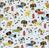 Rover Dog Dog Park Blue C5211-Blue by Bella Blvd for Riley Blake Sold in 1/2 Yard Increments