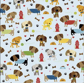 Rover Dog Dog Park Blue C5211-Blue by Bella Blvd for Riley Blake Sold in 1/2 Yard Increments