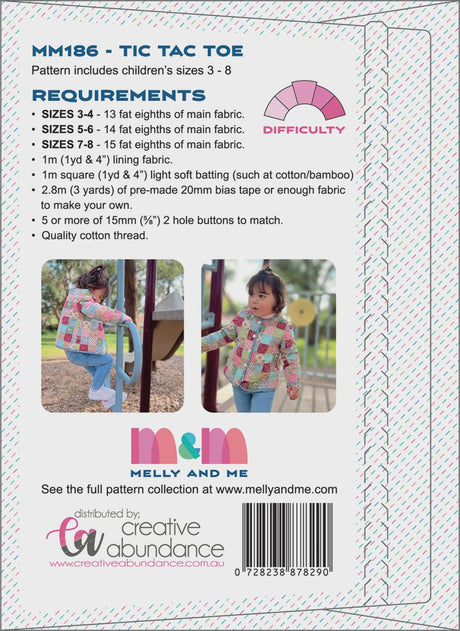 Tic Tac Toe Children's Patchwork Jacket Pattern - CAMM186 by Melly and Me
