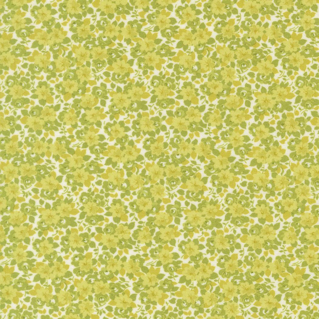 The image is a repeating pattern of yellow flowers on a white background.