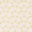 a repeating pattern of yellow and white flowers with small pink dots, creating a visually appealing and harmonious design.