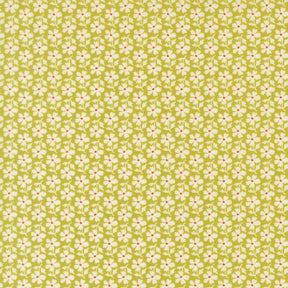 a repeating pattern of white flowers on a green background.