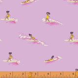 Malibu Heather Ross Tiny Surfers Pink for Windham Fabrics 52146-6 Sold in 1/2 Yard increments