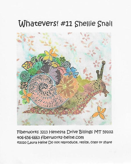 Whatevers! #11 Shellie Snail Pattern by Laura Heine Pattern makes collage quilt that measures 8 x 8