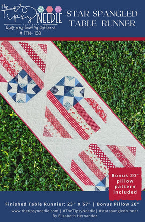 Star Spangled Table Runner Pattern by The Tipsy Needle for Sew Chic Fabric TTN-138 Size 21" x 60"
