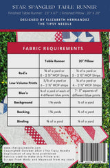 Star Spangled Table Runner Pattern by The Tipsy Needle for Sew Chic Fabric TTN-138 Size 21" x 60"
