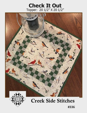 Check It Out Table Topper CSS336 From Creek Side Stitches 20" x 20"