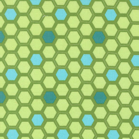 a repeating pattern of green and blue hexagons, creating a visually striking and geometric design.