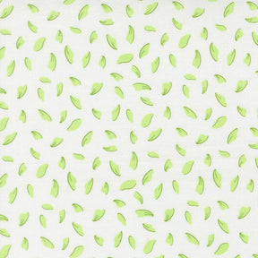 a repeating pattern of green leaves on a white background.