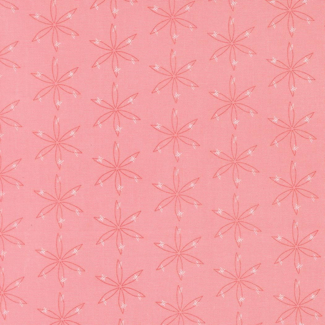 a repeating pattern of pink flowers with white petals arranged in a grid-like fashion.