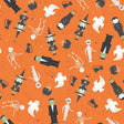 Frank and Friends Main Orange Yardage C17470-ORANGE Sold In 1/2 Yard Increments Cut Continuously