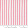 The image is a close-up of a fabric with vertical red and white stripes.