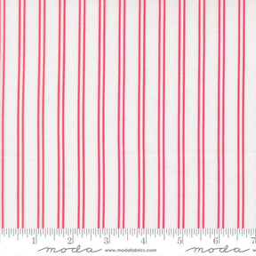 The image is a close-up of a fabric with vertical red and white stripes.