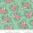 The image is a fabric with a paisley pattern in shades of green, pink, and blue. The pattern consists of various paisley designs and floral elements, creating a vibrant and visually appealing design.