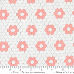 a repeating pattern of pink hexagons on a white background.