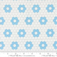 a repeating pattern of blue hexagonal shapes on a white background.