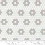 a repeating pattern of hexagonal shapes in various shades of gray and white, creating a visually striking and geometric design.