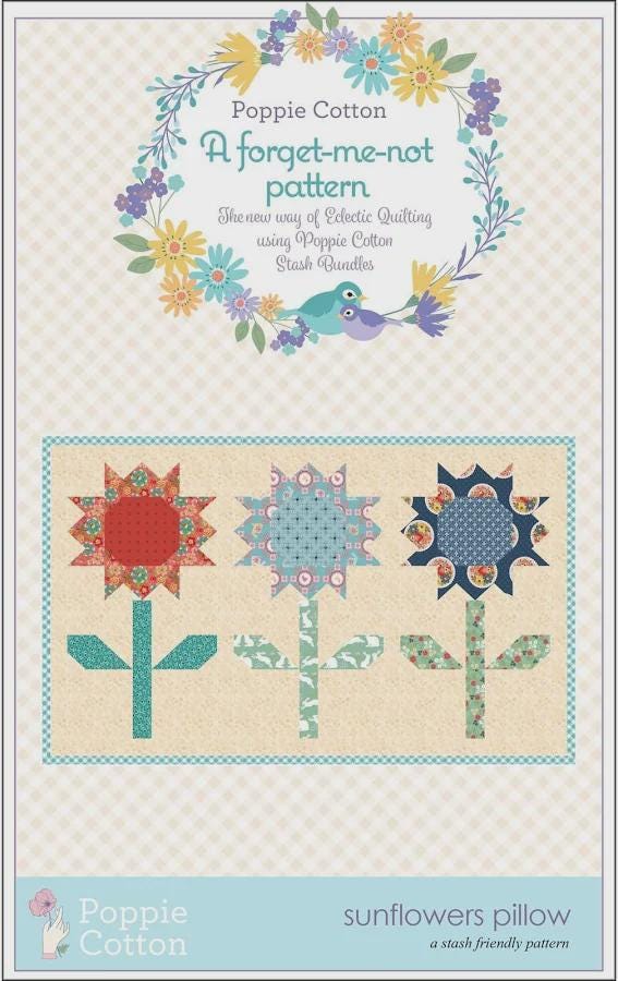 Sunflowers Pillow Pattern FNP23117 by Poppie Cotton 30" x 17"
