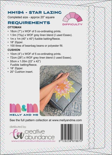Star Lazing Lone Star Ottoman and Cushion Pattern - CAMM194 by Melly and Me