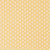 a repeating pattern of yellow flowers with red centers, creating a visually appealing and vibrant design.