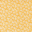 a repeating pattern of white flowers with red centers against a yellow background.