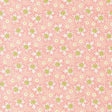 a repeating pattern of pink and green flowers with white centers, creating a visually appealing and vibrant design.