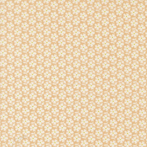 a repeating pattern of white flowers on a beige background.