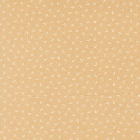 The image is a repeating pattern of small white flowers or leaves on a beige background.