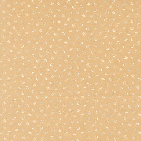 The image is a repeating pattern of small white flowers or leaves on a beige background.