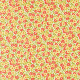 The image is a repeating pattern of red and yellow flowers on a white background.