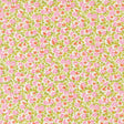 The image is a repeating pattern of pink and green flowers on a white background.