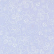 a repeating pattern of various fruits and flowers, including strawberries, blueberries, and leaves, all outlined in white against a light blue background.