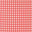 a red and white checkered pattern, which appears to be a fabric or textile. The pattern consists of a grid-like arrangement of squares, with alternating red and white squares. The image does not contain any text or other discernible objects or actions.