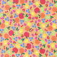 The image is a vibrant and colorful pattern featuring various fruits such as apples, oranges, and berries in different shapes and sizes. The pattern is a lively and playful representation of the fruits, with each fruit type represented in a unique and visually appealing manner.